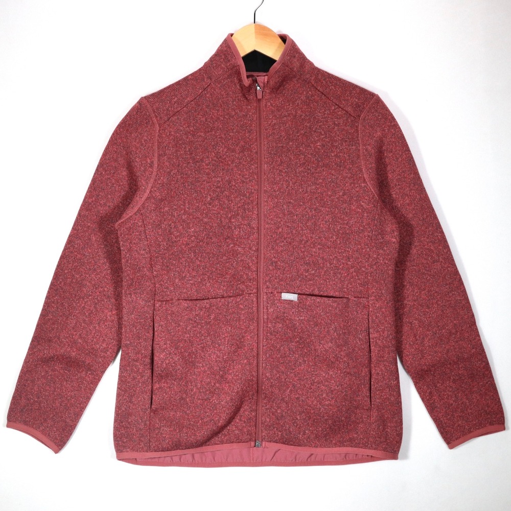 Figs Sydney Knit Jacket Womens Large Red Full Zip Technical Scrub Layer Medical